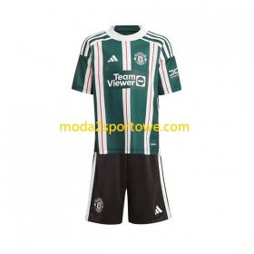 Koszulka Manchester United Dziecięcy Wyjazdowe Stroje Piłkarskie 2023/24 Krótki Rękaw